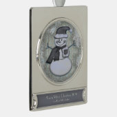 Winter Frost Snowman PERSONALISIERT Banner-Ornament Silber (Rechts)