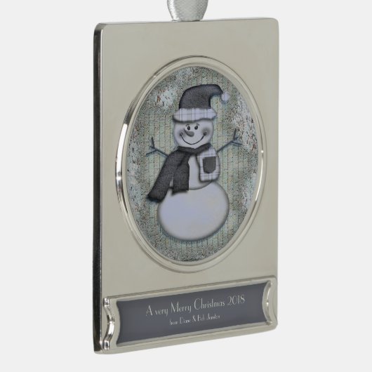 Winter Frost Snowman PERSONALISIERT Banner-Ornament Silber (Rechts)