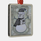 Winter Frost Snowman Silbernes Ornament (Rechts)