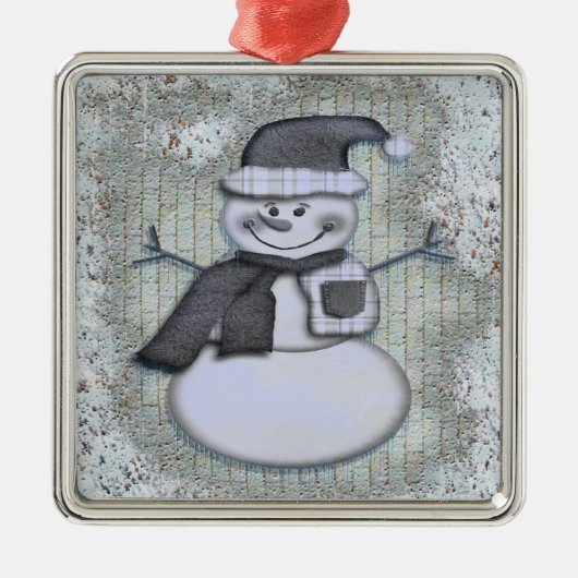 Winter Frost Snowman Silbernes Ornament (Vorne)