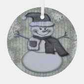 Winter Frost Snowman Weihnachtsdekor Ornament Aus Glas (Rückseite)