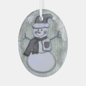 Winter Frost Snowman Weihnachtsdekor Ornament Aus Glas (Vorderseite links)