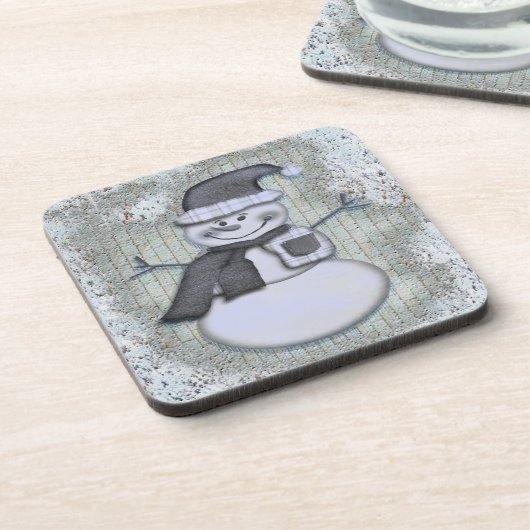 Winter Frost Snowman Weihnachtsdekor Untersetzer (Linke Seite)