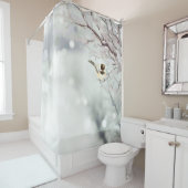 Winter Frost Trees Chickadee Bird Niedlich Duschvorhang (Beispiel)