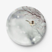 Winter Frosty Tree Chickadee Bird Art Pappteller (Vorderseite)