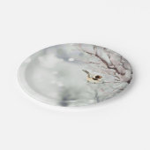 Winter Frosty Tree Chickadee Bird Art Pappteller (Schrägansicht)