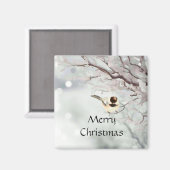 Winter Frosty Tree Chickadee Bird Magnet (Vorderseite/Rückseite)
