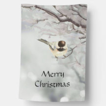 Winter Frosty Tree Chickadee Bird Weihnachten
