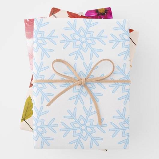 Winter, Frühling, Herbstsaison - Geschenkwrake Geschenkpapier Set (Beispiel)