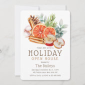 Winter Fruit Floral Watercolor Holiday Open House Einladung (Vorderseite)