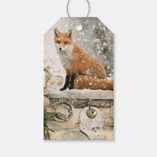 Winter-Fuchs Geschenkanhänger (Vorderseite)