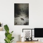 Winter-Fuchs-Kunst Druckbares Moody-Waldtier Poster (Heimbüro)