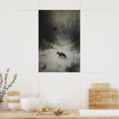 Winter-Fuchs-Kunst Druckbares Moody-Waldtier Poster (Küche)