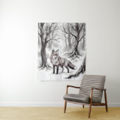Winter-Fuchs-Teppich | Schnee-Wald-Kunst Wandteppich (Beispiel)