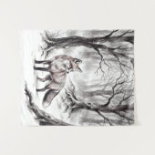 Winter-Fuchs-Teppich | Schnee-Wald-Kunst Wandteppich (Vorderseite (Horizontal))