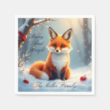 Winter-Fuchs-Weihnachtspapier-Serviette – Anpassba