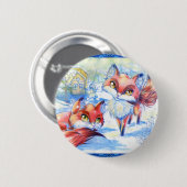 Winter-Füchse Button (Vorne & Hinten)