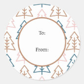 Winter Fun Boho Trees Blue Gold Weihnachten Runder Aufkleber (Vorderseite)