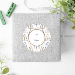 Winter Fun Boho Trees Blue Gold Weihnachten Runder Aufkleber