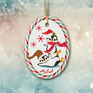 Winter Fun Pinguine Candy Cane Frame Keramik Ornament
