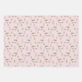 Winter Fun Pink Green Pastel Holly Jolly Weihnacht Geschenkpapier Set (Vorderseite 3)