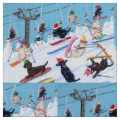 Winter Fun Skiing Labradors Fabric Stoff (Nahaufnahme)