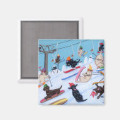 Winter Fun Skiing Labradors Magnet (Vorderseite/Rückseite)
