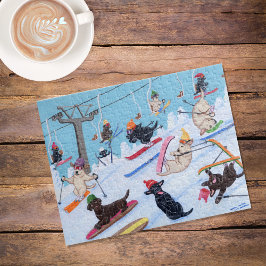 Winter Fun Skiing Labradors Puzzle