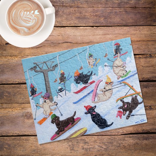 Winter Fun Skiing Labradors Puzzle