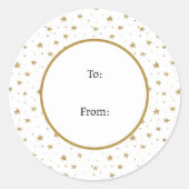 Winter Fun White Gold Stars Weihnachten Runder Aufkleber (Vorderseite)