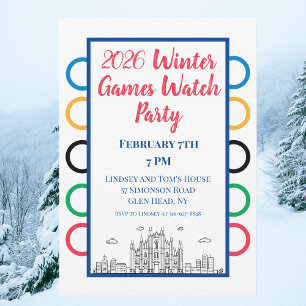 Winter Games Watch Party   Mailand inspiriertes De Einladung