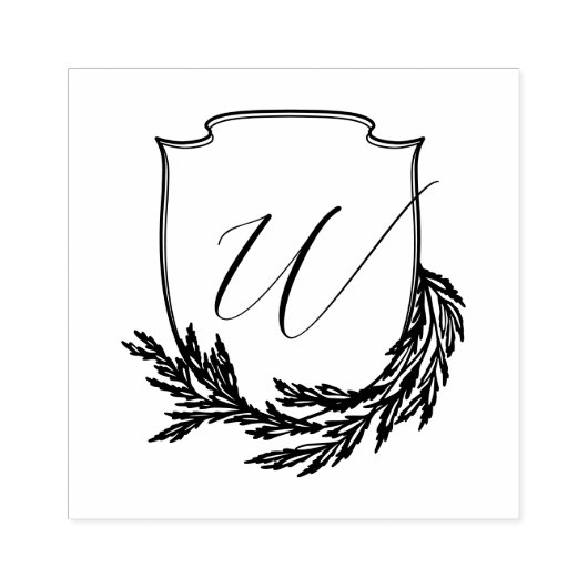 Winter Garland Calligraphy Script Monogram Wappen Gummistempel (Prägung)