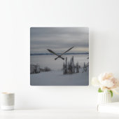 Winter-Gebirgsszene Quadratische Wanduhr (Zuhause)