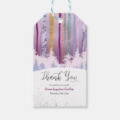 Winter Geburtstag Blau Lila mit Schneebäumen Geschenkanhänger (Vorderseite)