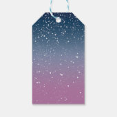 Winter Geburtstag Blau Lila mit Schneebäumen Geschenkanhänger (Rückseite)