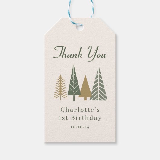 Winter Geburtstag Danke Geschenkanhänger (Vorderseite)