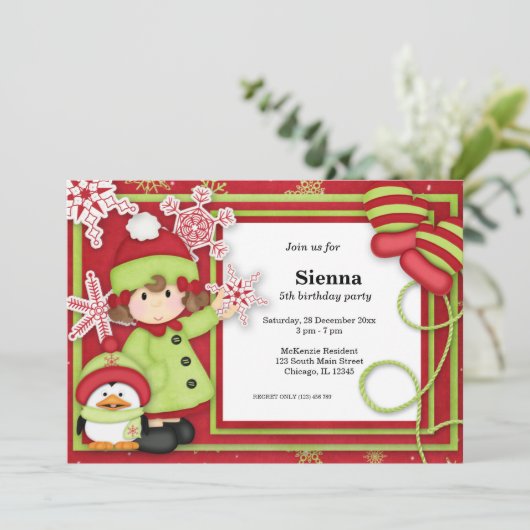 Winter Geburtstag Einladung (Stehend Vorderseite)