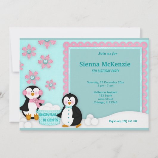 Winter Geburtstag Einladung (Vorderseite)