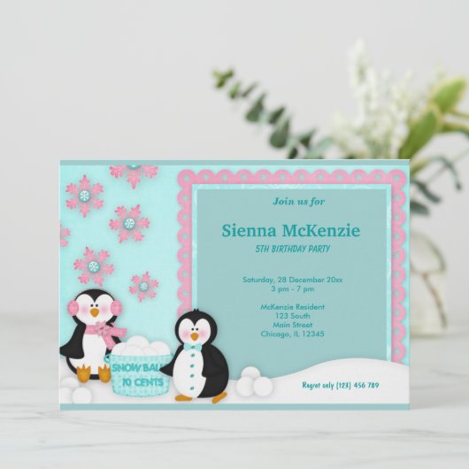 Winter Geburtstag Einladung (Stehend Vorderseite)