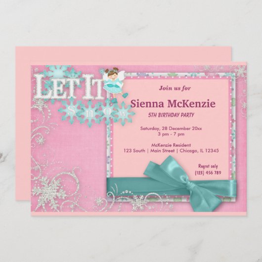 Winter Geburtstag Einladung (Vorne/Hinten)