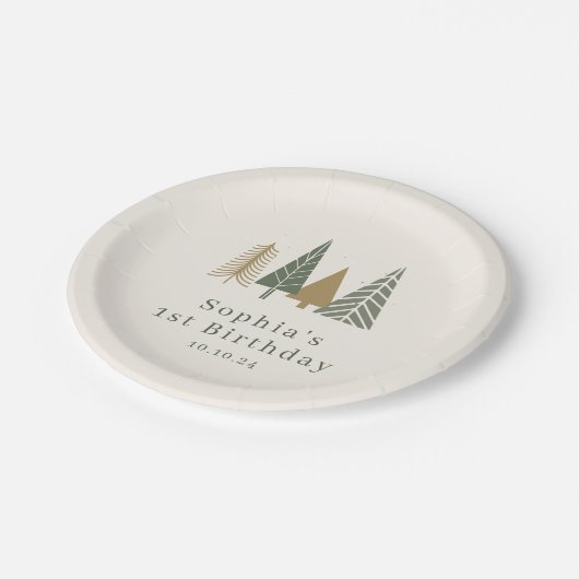 Winter Geburtstag Pappteller (Schrägansicht)