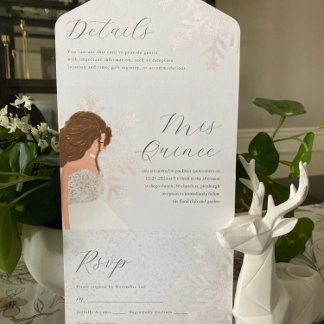 Winter Geburtstag Schnee Quinceanera 15 Jahre Blau All In One Einladung