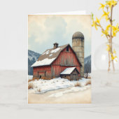 Winter Geburtstag Schnee Scheune Karte (Gelbe Blume)
