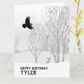 Winter Geburtstag Schneewald Bäume Schnee Tiere Karte (Gelbe Blume)