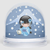 Winter Geisha Girl Custom Photo Snow Globe Schneekugeln (Vorderseite)