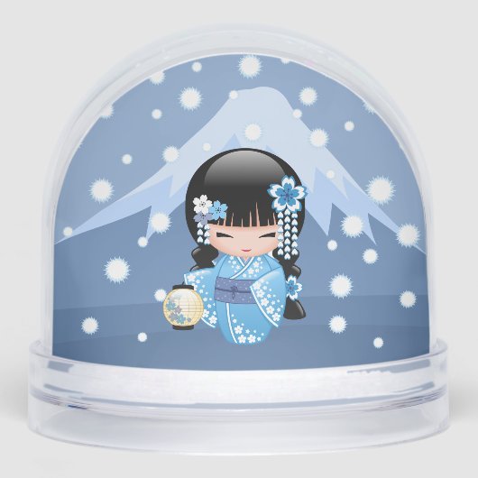 Winter Geisha Girl Custom Photo Snow Globe Schneekugeln (Vorderseite)