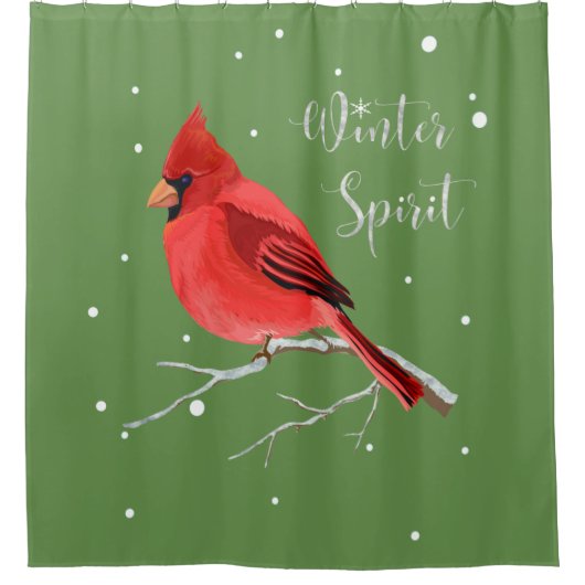 Winter-Geist-roter Kardinals-Weihnachtsvogel Duschvorhang (Vorderseite)