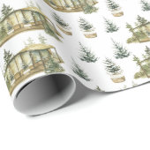 Winter gemütliche Hütte Fibel Trees Weihnachten Geschenkpapier (Rolleneckpunkt)