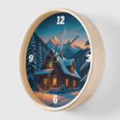 Winter / Gemütliche Winterhütte Wanduhr (Winkel)