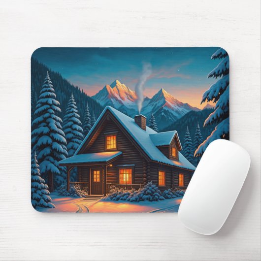 Winter / Gemütliche Winterkabine Mouse-Polster Mousepad (Mit Mouse)